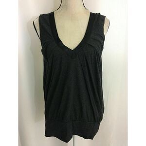 Generra Womens Charcoal Gray Black V Neck Tank Top